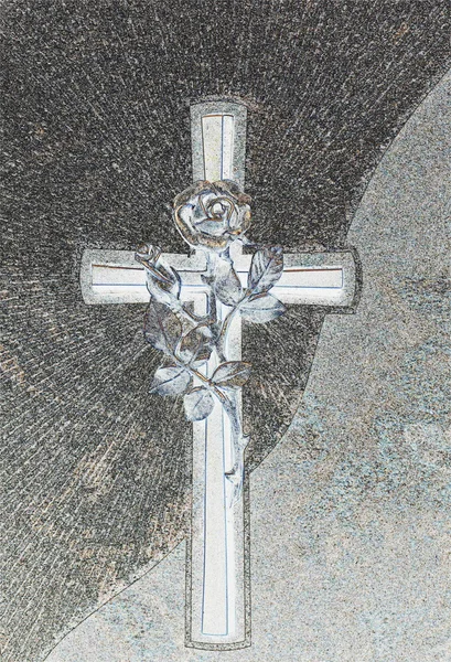 十字刻在墓碑上 — 图库照片