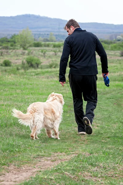 Homme et chien — Photo