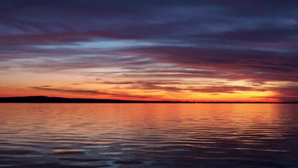 Krásné Západ Slunce Světla Nad Jezerem Balaton Maďarska — Stock video