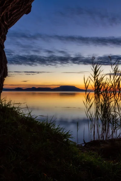 Belo Nascer Sol Sobre Lago Balaton Hungria — Fotografia de Stock