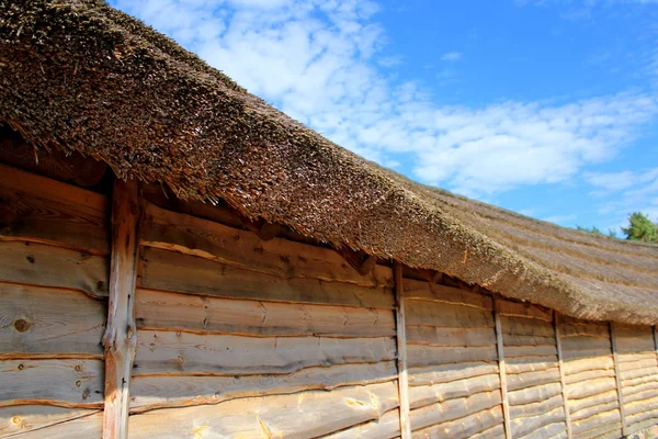 Hus med halm tak — Stockfoto