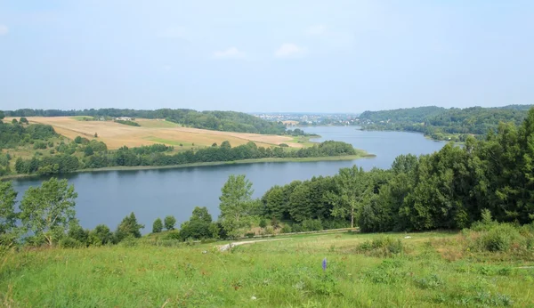 Landscape with lake and fields, Kaszuby, Poland — Stock Photo, Image