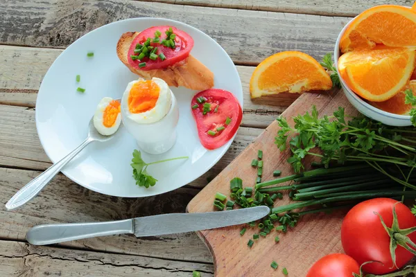 Vařené vejce k snídani — Stock fotografie