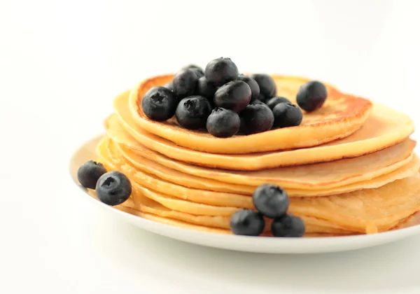 Stack of pancakes with fruits — Stock Photo, Image