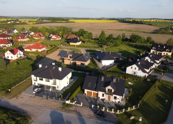 Moderner Wohnbezirk Vorort Oder Dorf Polen Luftaufnahme — Stockfoto