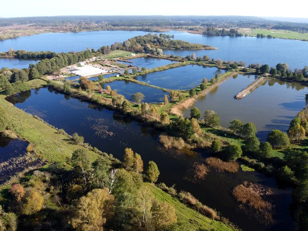 Luchtfoto Van Visvijvers Bij Lake Orle Pommeren Polen — Stockfoto