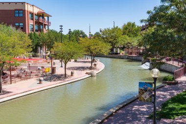 Pueblo, Colorado - August 12, 2022: Pueblo Riverwalk along the Arkansas River in Pueblo, Colorado is an excellent example of urban revitalization.