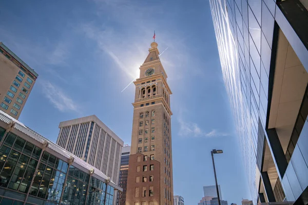 Historic Daniels Fisher Clock Tower 16Th Street Mall Downtown Denver — Stok fotoğraf