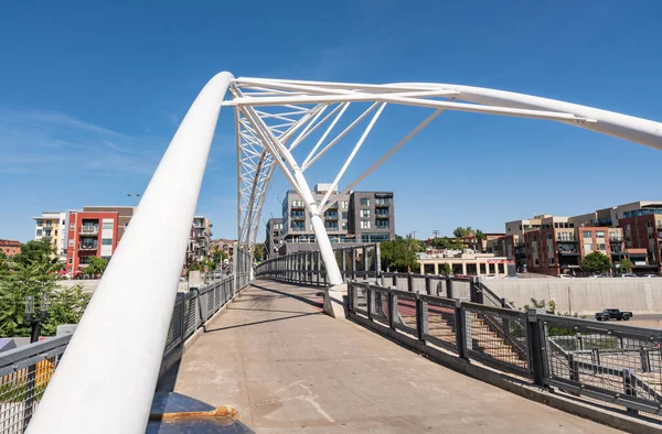 Highland Bridge is one of three pedestrian bridges near Commons Park in downtown Denver