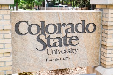 Fort Collins, CO - July 16, 2022: Entrance sign to the Colorado State University in Fort Collins, Colorado