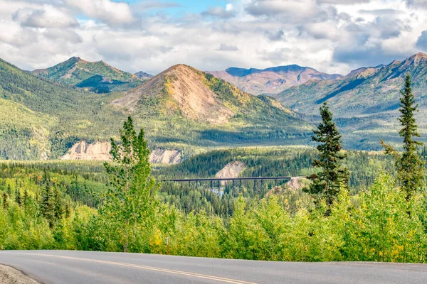 Alaska Railroad Pont Dessus Ruisseau Riley Dans Les Montagnes Parc — Photo