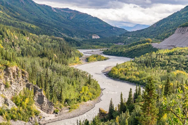 Nenana River Winding Valley Denali Highway Alaska — Stock Photo, Image