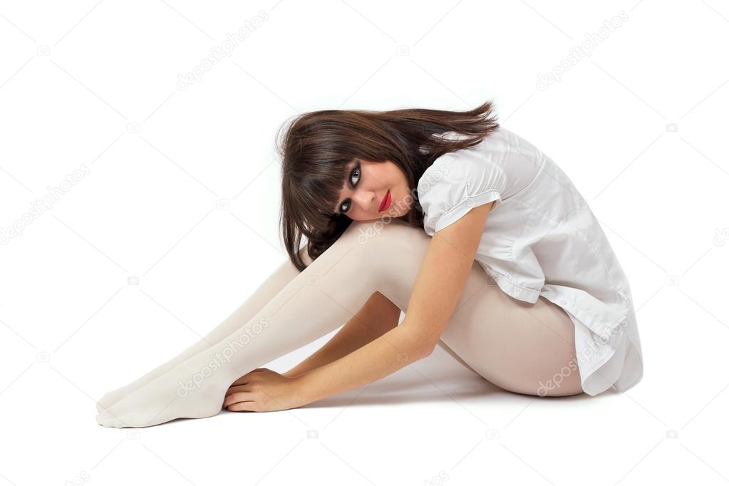women in white pantyhose