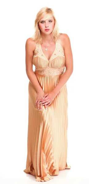 Donna bionda modello di moda vestito isolato — Foto Stock