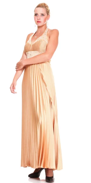 Frau blonde Mode Modell Kleid isoliert — Stockfoto