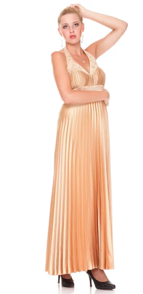 Frau blonde Mode Modell Kleid isoliert — Stockfoto