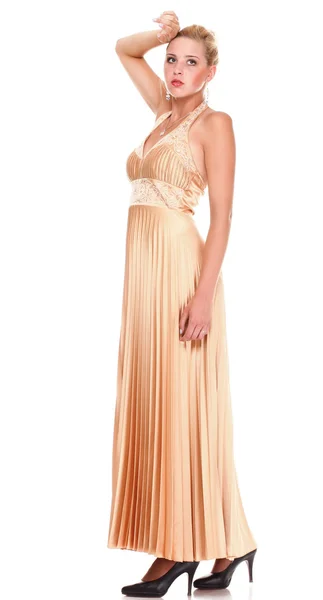 고립 된 여자 금발 패션 모델 드레스 로열티 프리 스톡 이미지