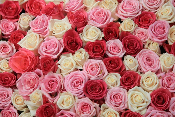 在安排的白色和粉红色玫瑰λευκές και ροζ τριαντάφυλλα στο διακανονισμό — 图库照片