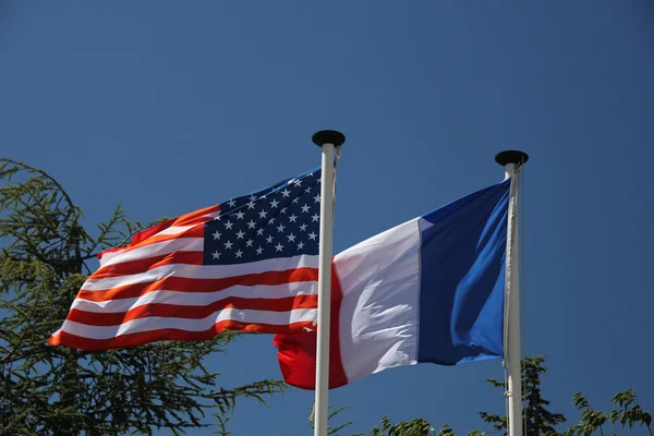 American and French Flags — Stock Photo, Image