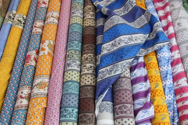 Rolls of Provencal textile — Stock Photo, Image