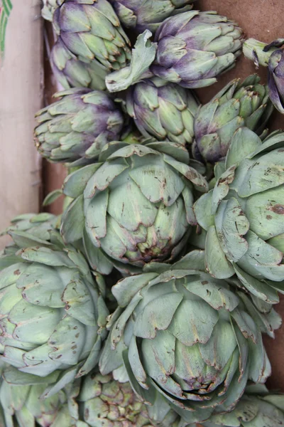 Fresh artichokes at a French market — Stock Photo, Image