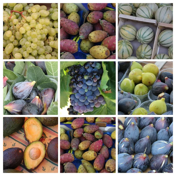 Purple and green fruits collage — Stock Photo, Image