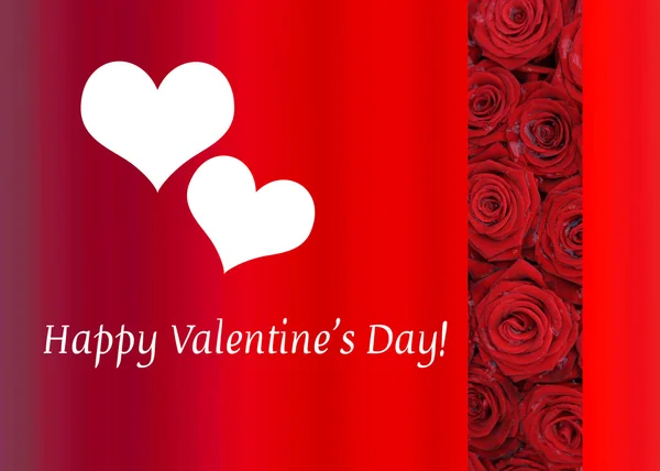 Röda rosor och hjärtan valentine — Stockfoto
