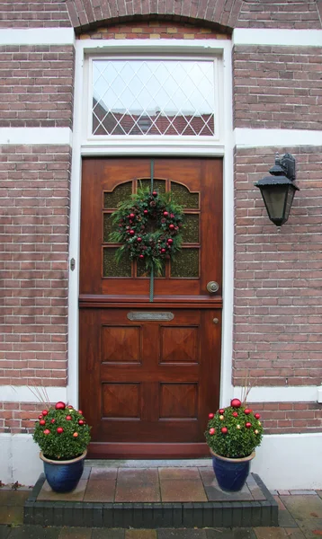 Christmas decorated home entrance — Stock Photo, Image