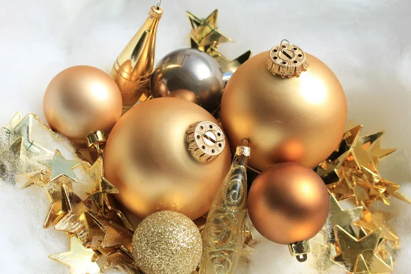 Golden Christmas decorations — Stock Photo, Image