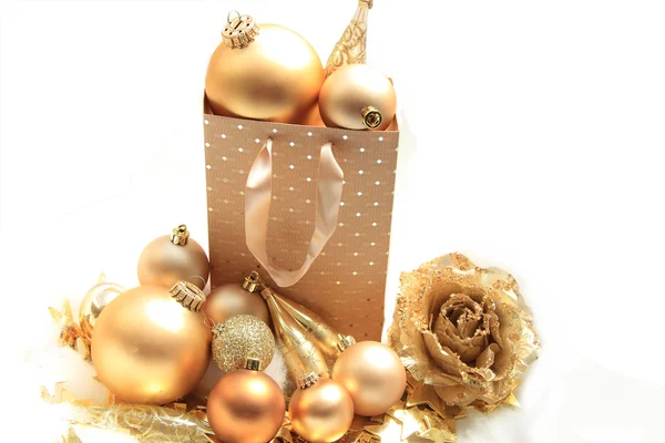 Golden Christmas decorations — Stock Photo, Image