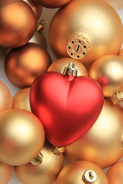 Red heart shaped christmas ornament — Stockfoto