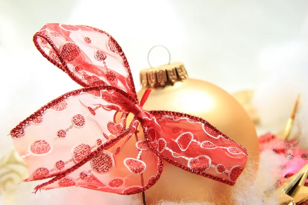 Christmas decorations in red and gold — Stock Photo, Image