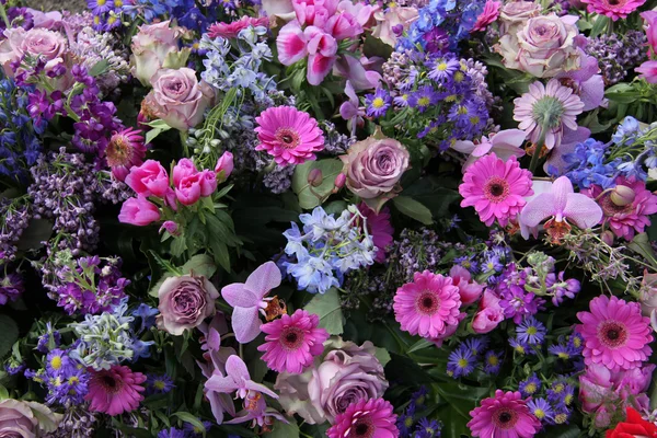 Floral arrangement in pink and blue — Stock Photo, Image