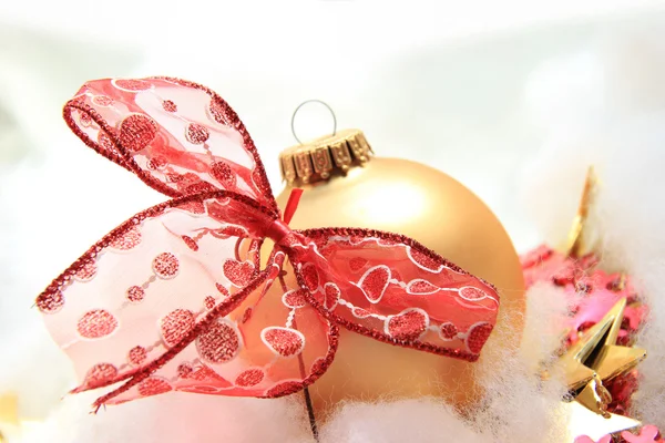 Christmas decorations in red and gold — Stock Photo, Image