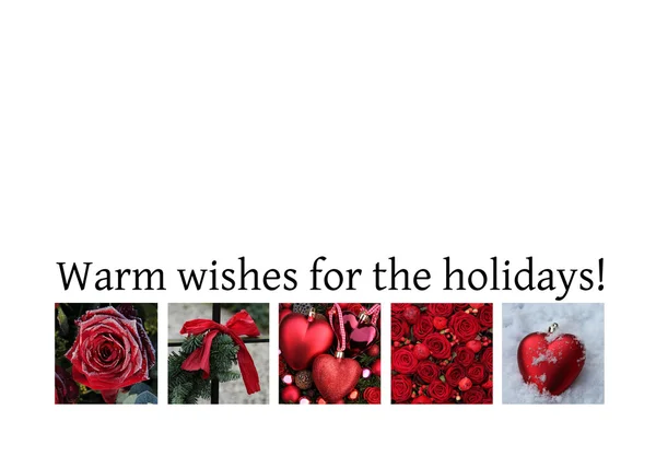 Colagem de inverno vermelho cartão de Natal — Fotografia de Stock