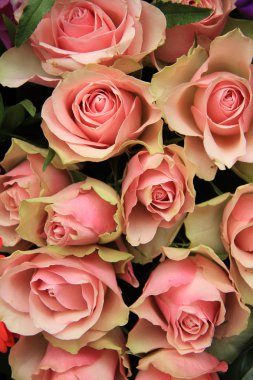 Gelin düzenlenmesi, pembe çiçekler