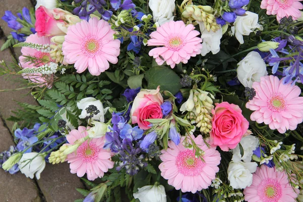 Arranjo misto em rosa, azul e branco — Fotografia de Stock