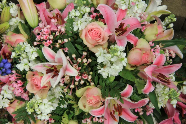 pink and white bridal arrangement