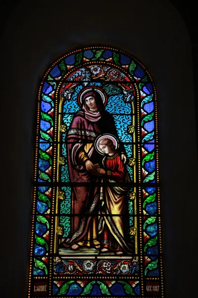 Stained glass window, church in Lacoste — Stock Photo, Image