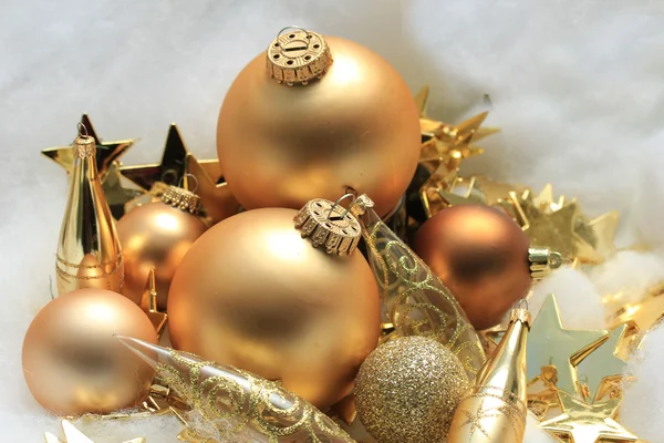 Golden Christmas decorations — Stock Photo, Image