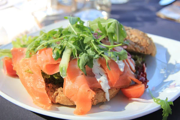 Smoked salmon sandwich — Stock Photo, Image