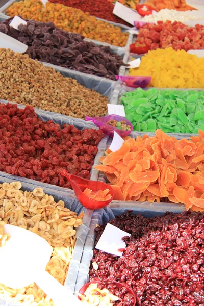 Şekerlenmiş meyve pazarı durak — Stok fotoğraf