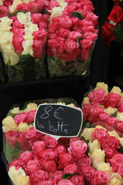 Bouquets de rosas no mercado — Fotografia de Stock