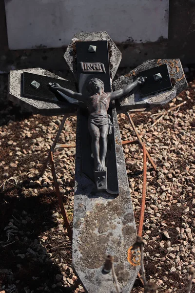 Kreuzschmuck Auf Einem Grab Der Region Saone Loire Frankreich — Stockfoto