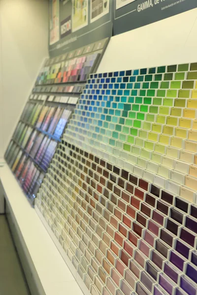 Cruquius Netherlands July 31St 2021 Colorful Paint Swatches Hardware Store — Stock Photo, Image