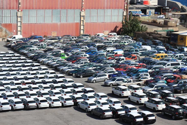 Savona Olaszország Szeptember 2019 Használt Autók Kikötő Közelében Szállításra Várva — Stock Fotó