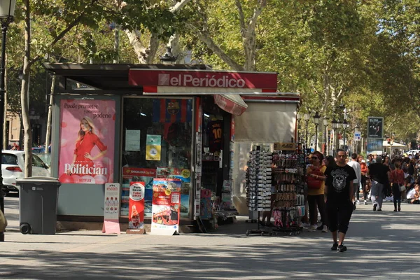 스페인 바르셀로나 2019 Caosk Passeig Gracia Barcelona Selling Newspaper Magazine — 스톡 사진