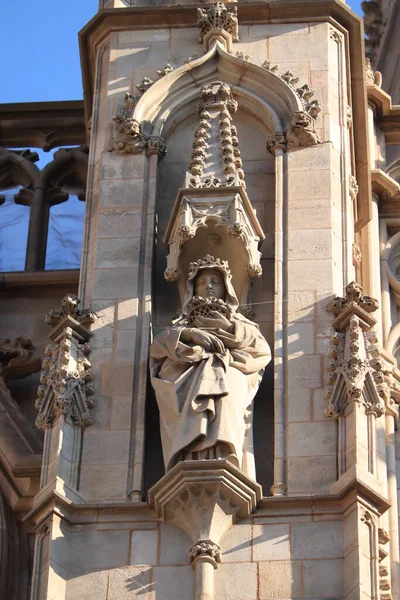 Barcelona España Septiembre 2019 Catedral Gótica Barcelona Detalle Entrada Principal —  Fotos de Stock