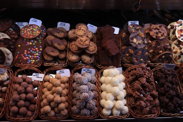 Pralines Chocolate Luxo Mercado Barcelona Espanha — Fotografia de Stock