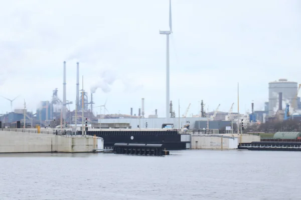 Ijmuiden Januari 2022 Zeesluis Ijmuiden Grootste Zeesluis Ter Wereld 500 — Stockfoto